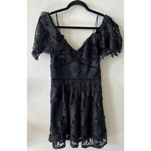 Missguided Black Lace Dress, Feathers Size 8, Whimsygoth, Feminine, Halloween